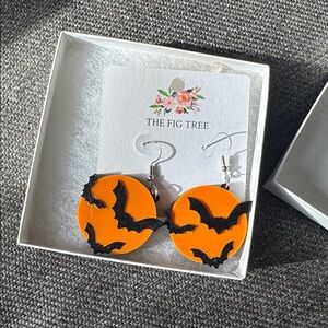 Halloween Bat Earrings - Glittery Bat Earrings - Statement Earrings - Night Sky